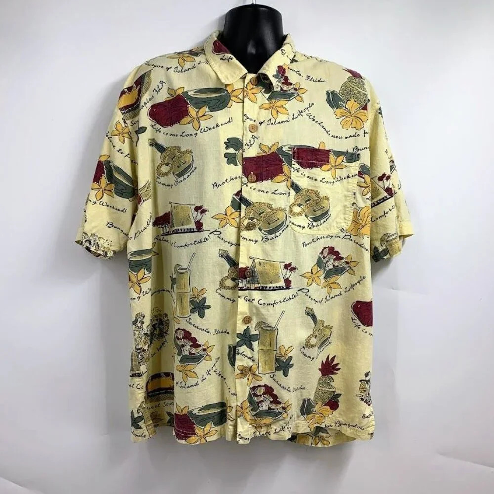 Tommy Bahama Men's Vintage Tropical Life is a Long Weekend Shirt Size XL